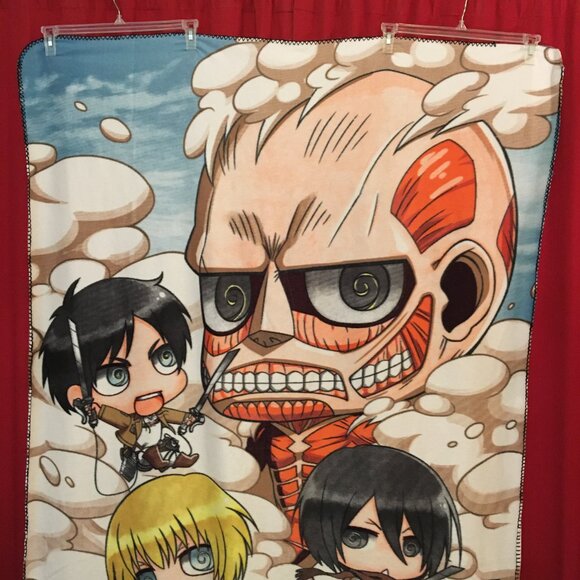 Attack on Titan Anime Chibi Fleece Throw Blanket / 60" x 50" - Picture 8 of 12